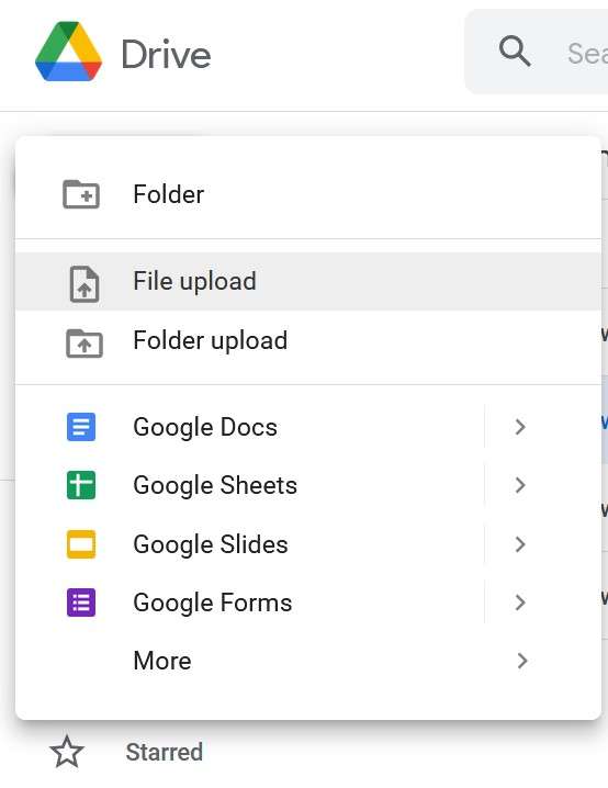 google drive user interface