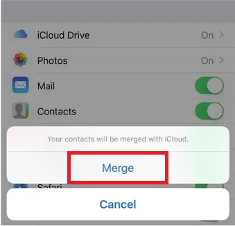 merge option on pop-up