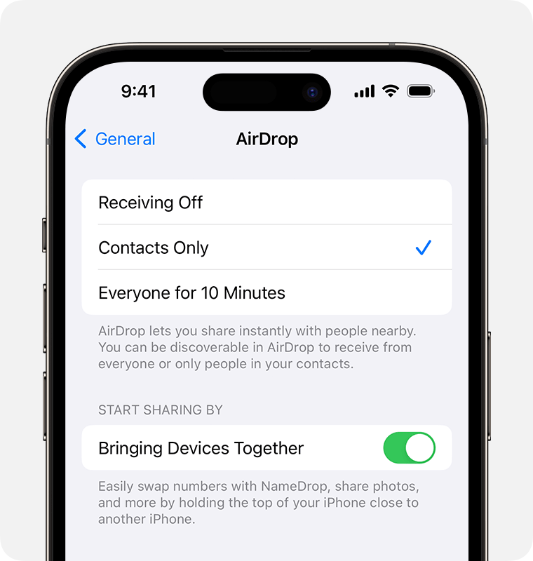 turn on airdrop on iphone