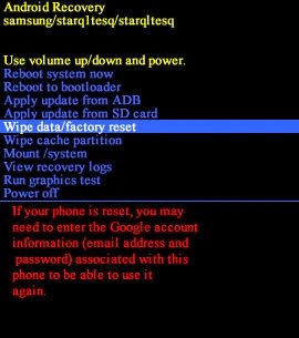 choose to factory reset samsung phone 