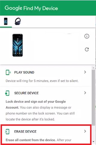 how to factory reset samsung phone via google find my device