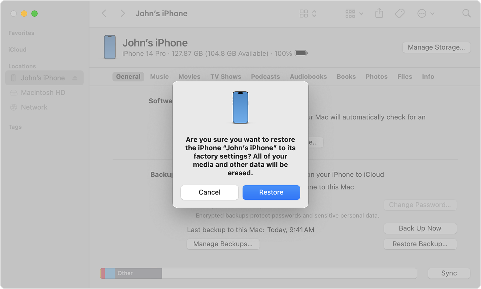 restore iphone via itunes