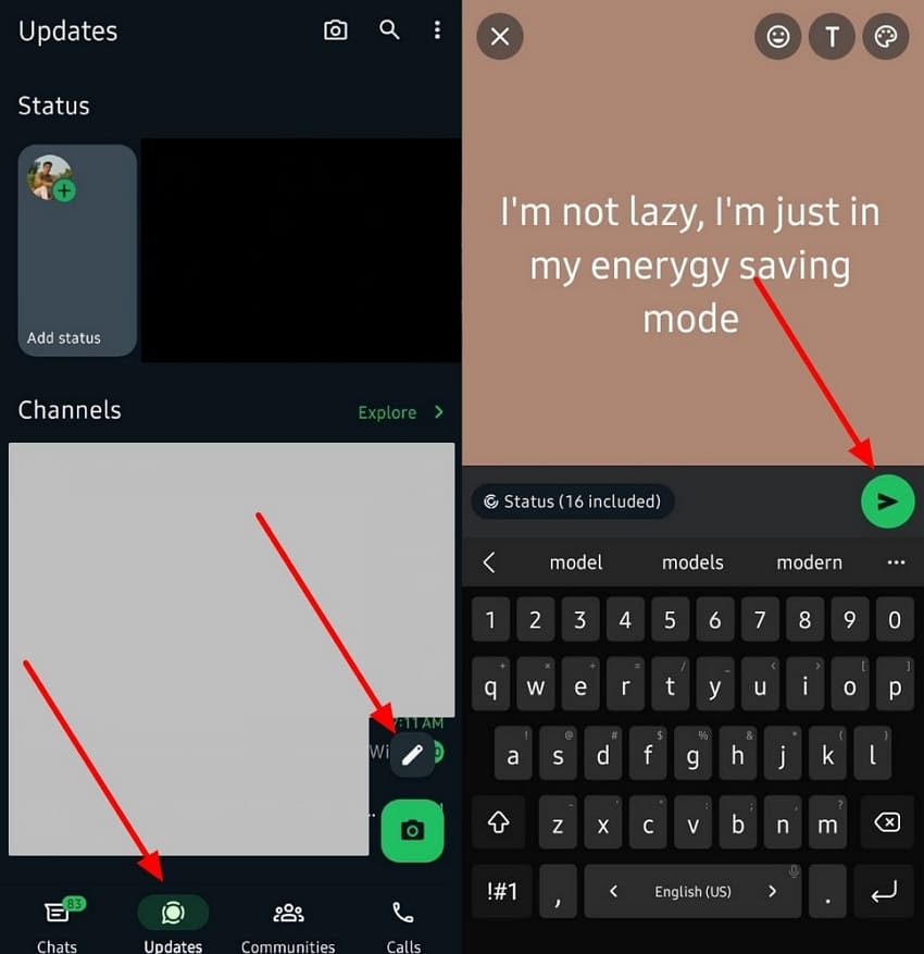 update whatsapp status android