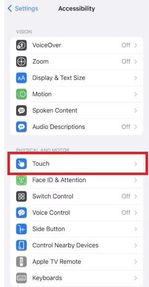 touch option