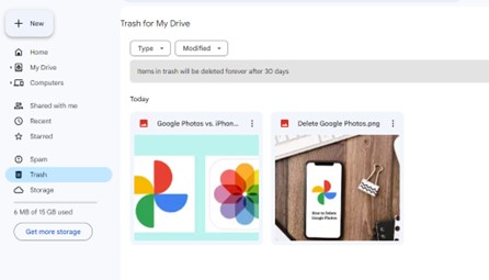 files in trash might be missing from google drive