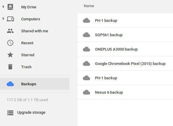 Restaure arquivos perdidos do Google por meio de um backup