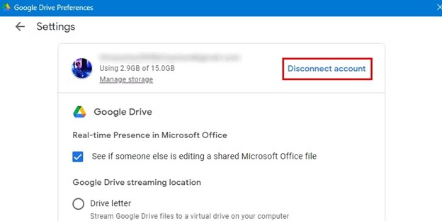 disconnect google drive from your google account