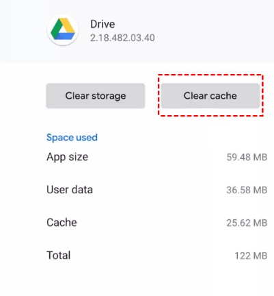 borrar la caché de google drive en Android 