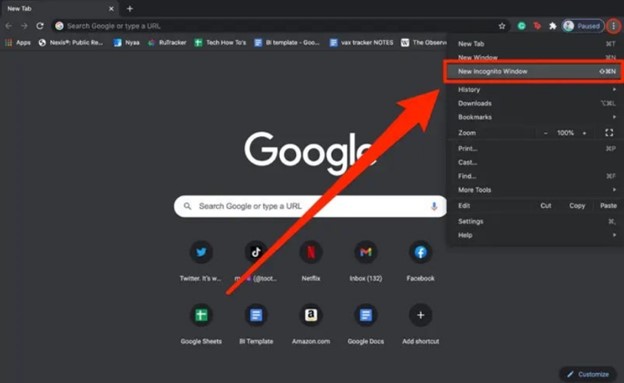 abre google drive en modo incógnito para resolver los problemas