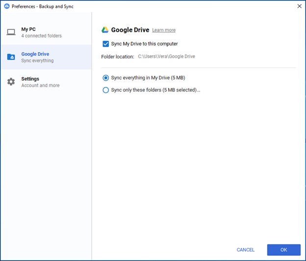 ensure you have synced all folders in google drive