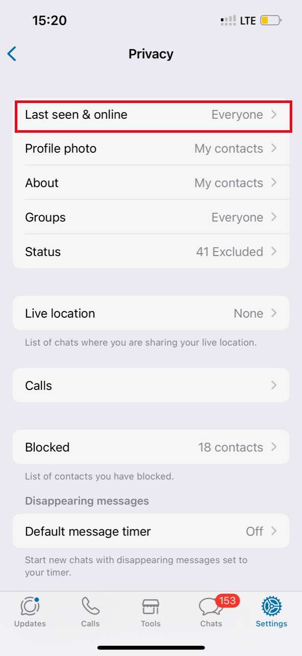 whatsapp privacy settings iphone