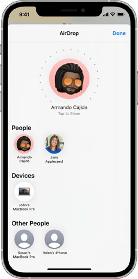 selecciona macbook para recibir airdrop desde iphone 