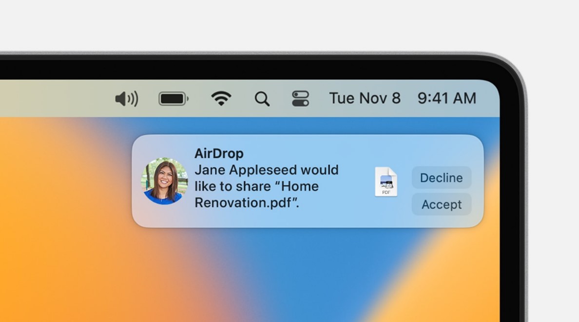 aceitar a transferência pelo airdrop do iphone no macbook