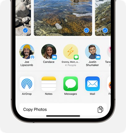 comment partager des photos via airdrop sur iphone