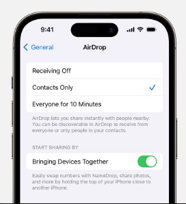 choisir qui doit recevoir les transferts airdrop sur l'appareil récepteur