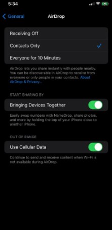 airdrop a video over cellular data when out of wi-fi and bluetooth range