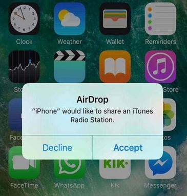 toque em aceitar no seu dispositivo para receber uma transferência pelo airdrop