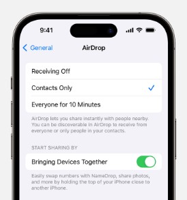 turn on the bringing devices together feature to enhance your airdropping experience