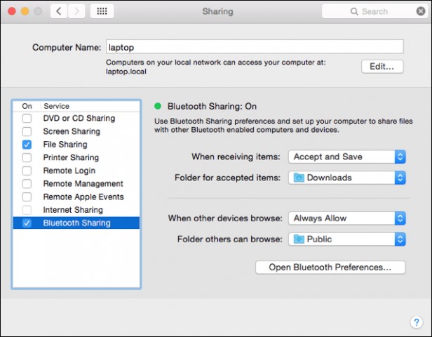 enable bluetooth sharing on your mac