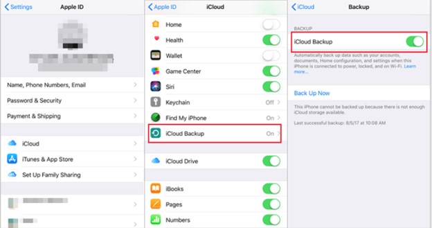 revisa si tienes una copia de seguridad en icloud