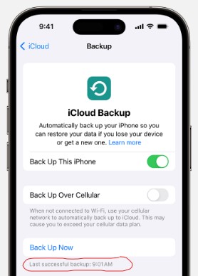 check when your last successful icloud backup happened