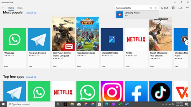 how to get samsung notes on pc via the Microsoft store