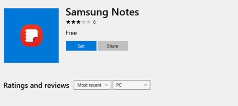 how to install samsung notes on pc via the Microsoft store