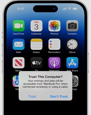 pulsa confiar y permite que tu iphone se conecte al mac para subir mp3 a apple music
