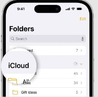 airdrop une note dans un dossier icloud pour collaborer avec vos contacts