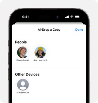 elige un dispositivo cercano para enviar por AirDrop de iphone a iphone
