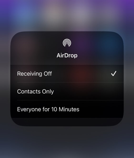 airdrop receiving is turned off