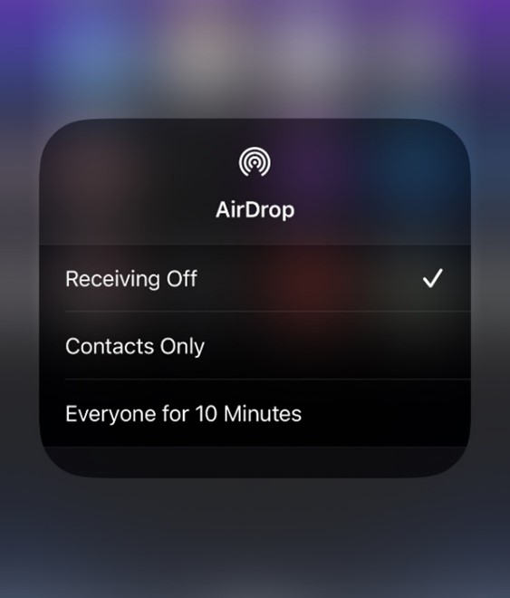 la recepción por AirDrop está desactivada