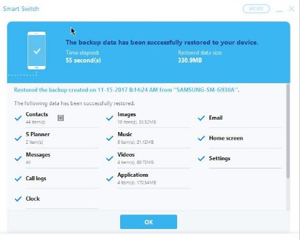 pulsa ok una vez que el proceso de transferencia se haya completado con éxito