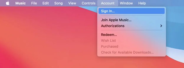 open itunes or music app and choose sign in under the account option