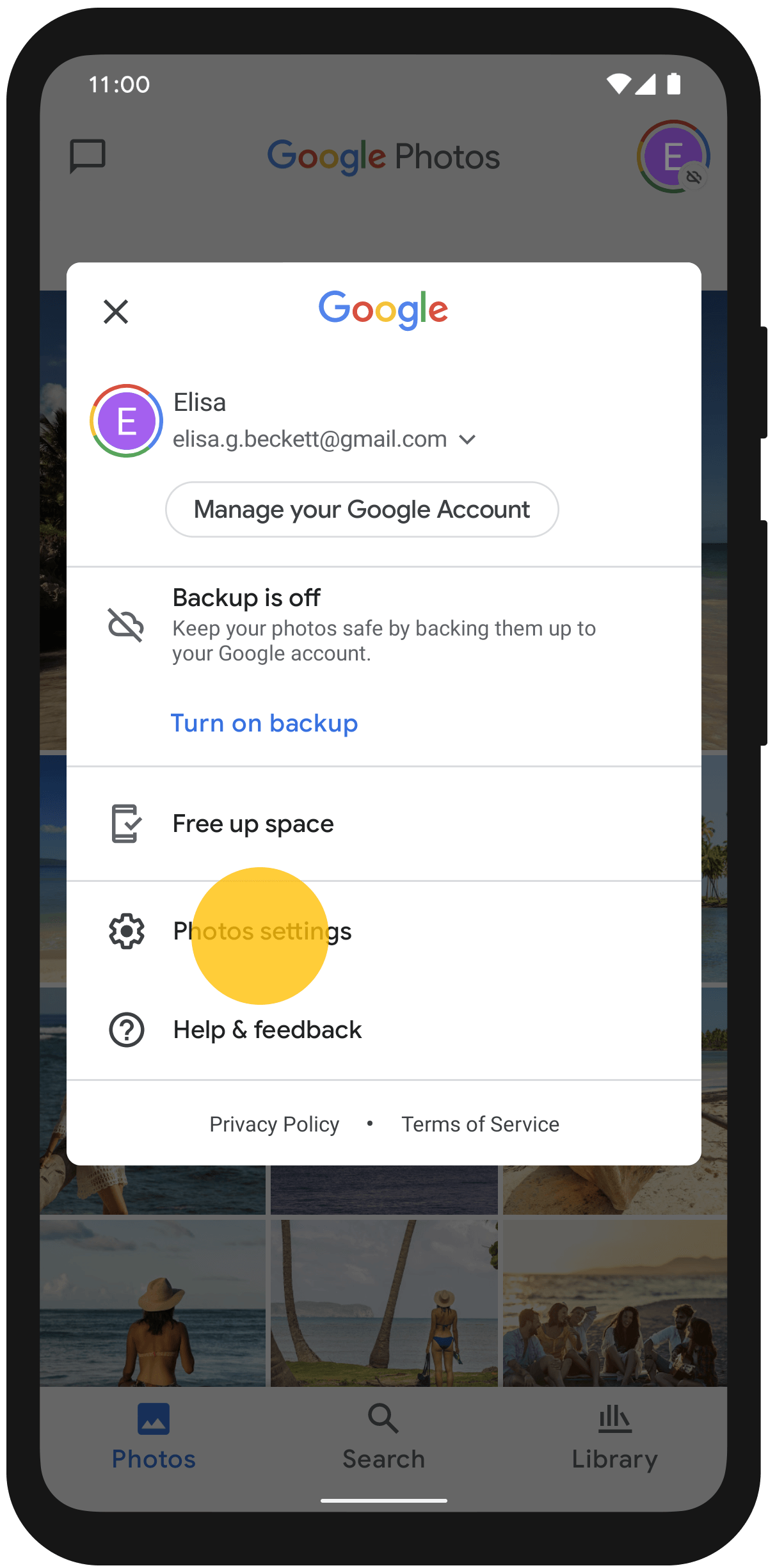 google photos app settings 