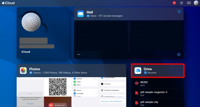 click drive from icloud website 