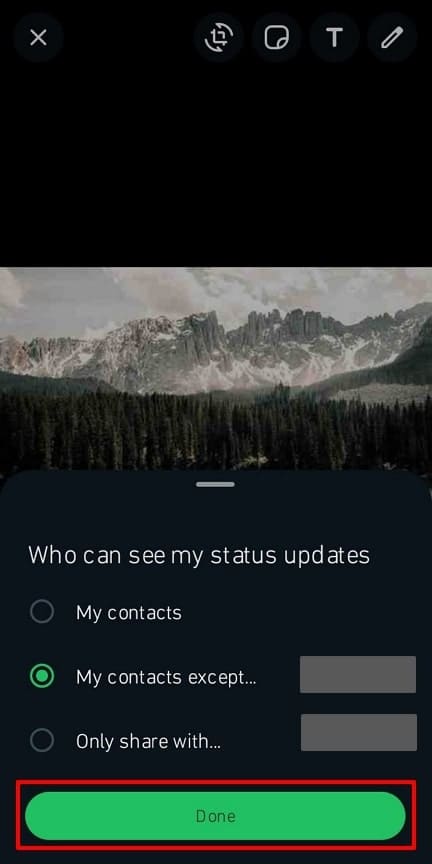 select the my contacts except option