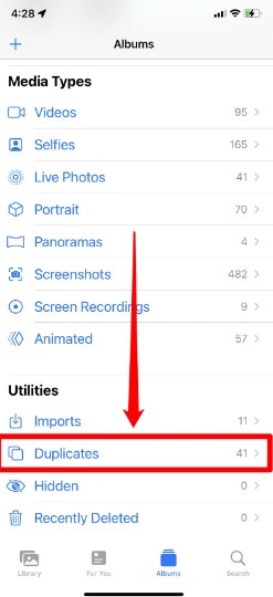 exclua fotos duplicadas para obter mais armazenamento no iphone e não no iCloud