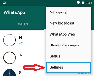 selecting the settings option in the menu