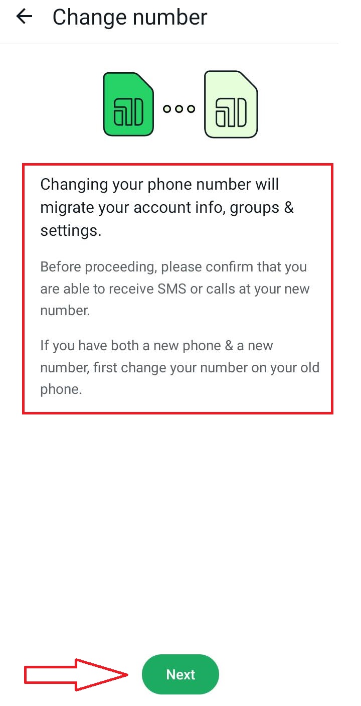read the instructions to change the whatsapp number