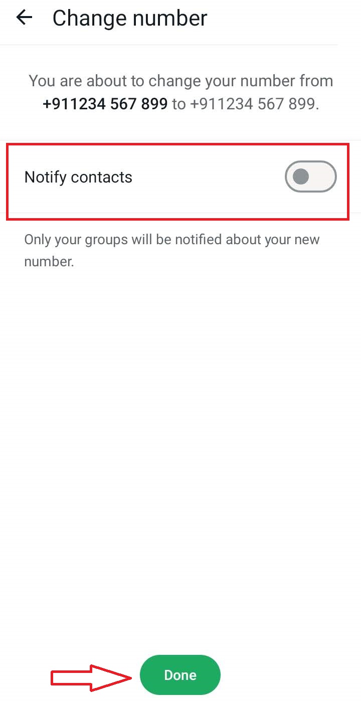 turn off the notify contact toggle