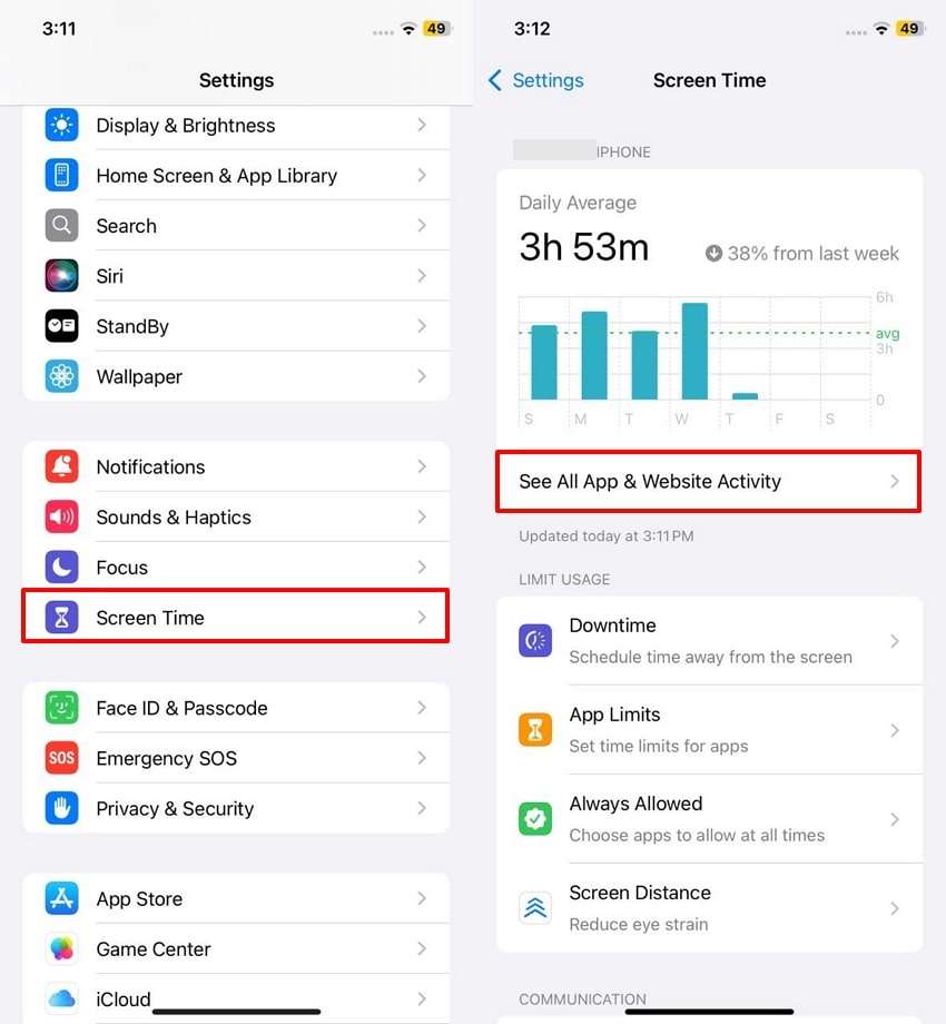 access screen time on iphone 