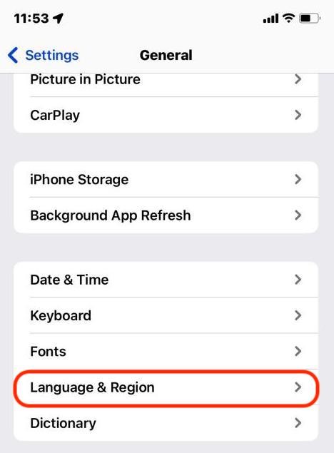 selecting language and region