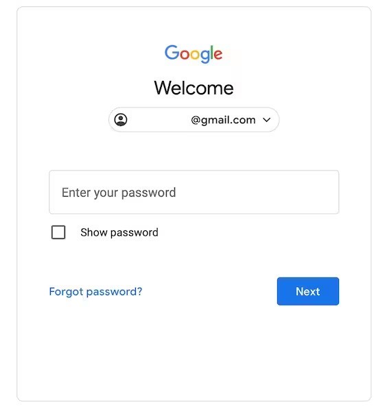 entering email id and password