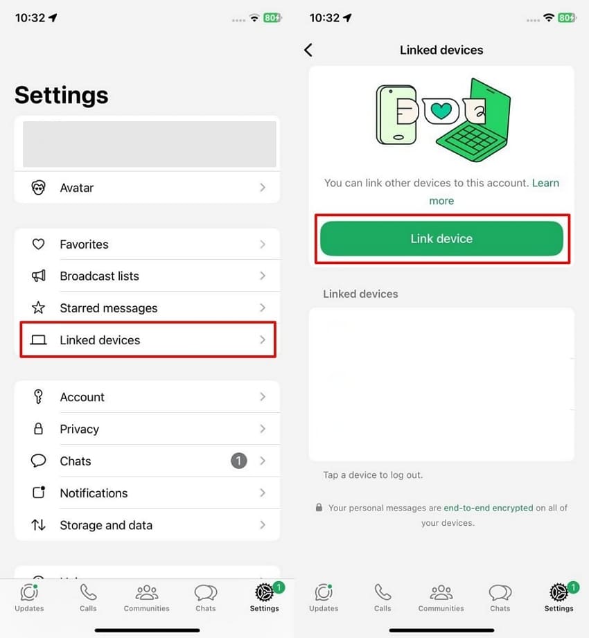 use link devices feature whatsapp