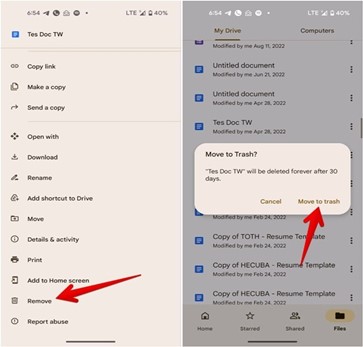 move files to trash in google drive