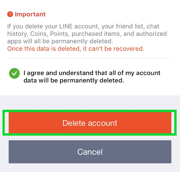 delete line account