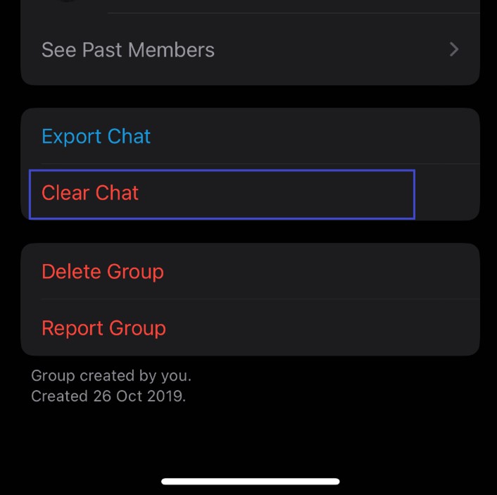 go to group info to clear whatsapp chats if you only want to clear out conversations and retain the whatsapp group