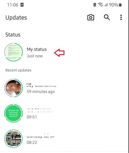 delete whatsapp status on android