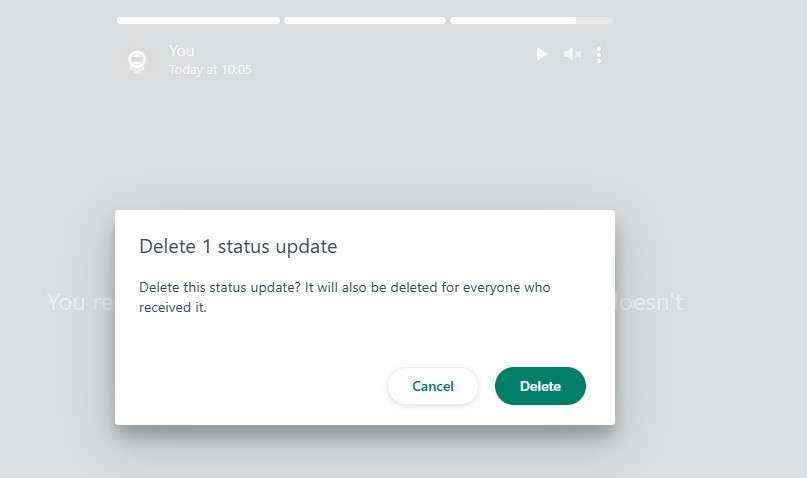 delete whatsapp status on whatsapp web
